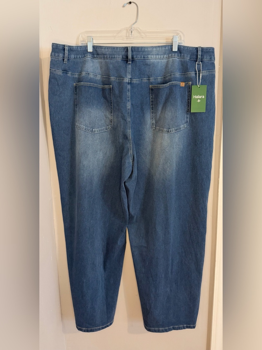 Halara Flex Asymmetric Low Rise Wide Leg Jeans 3X Light Wash Stretch NWT - Picture 3 of 5